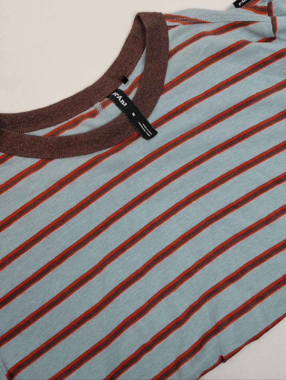Prana Hemp Blend Ringer T Shirt Stripes Size Medium
